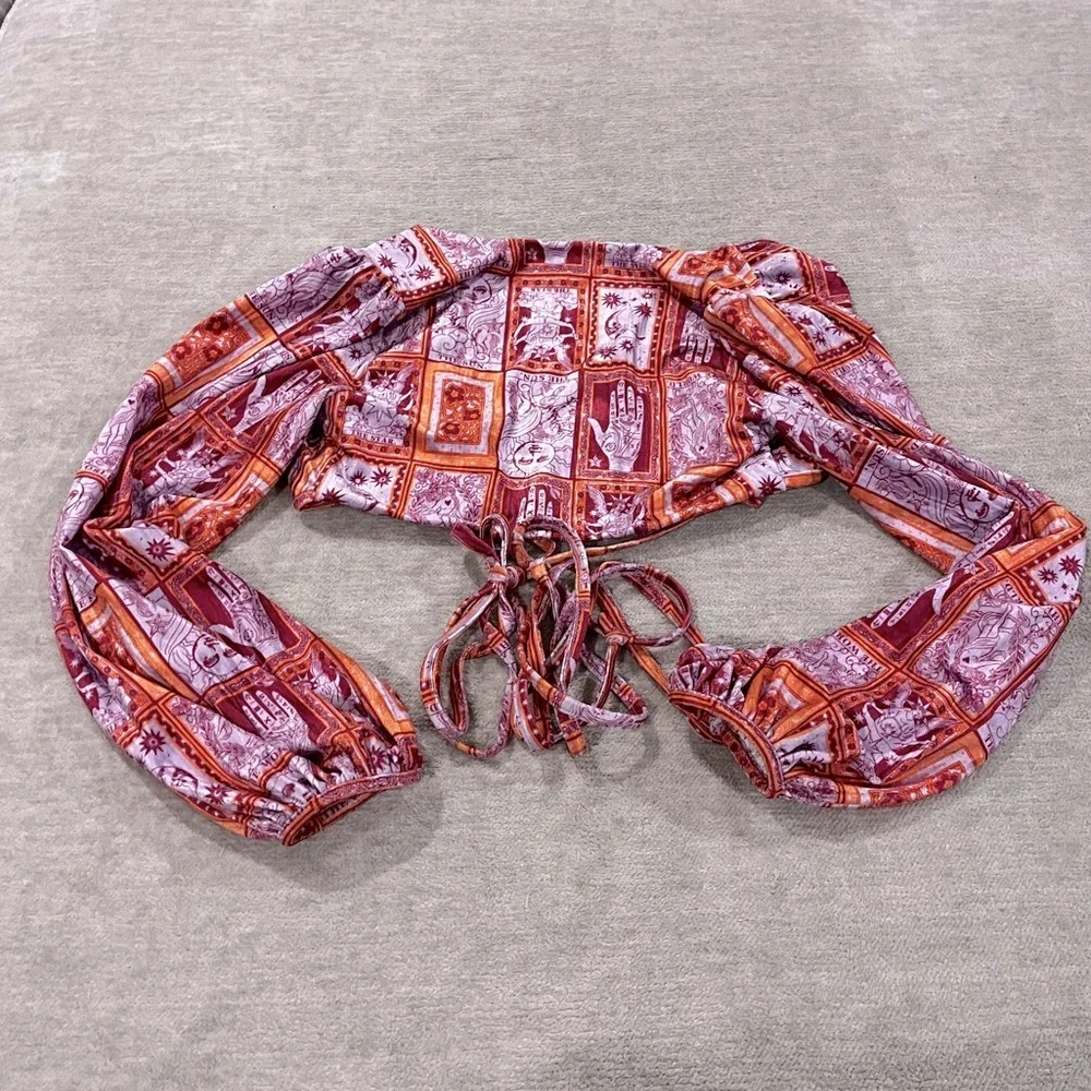 Urban Outfitters UO Florentina Stampa Wrap Top M Tarot Card Top - Picture 6 of 6